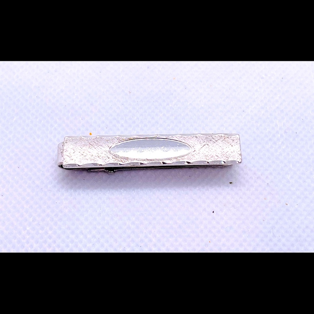 Vtg “Anson” Pat pending Sterling stamped 1 3/4x3/4” engrave-able tie/money clip